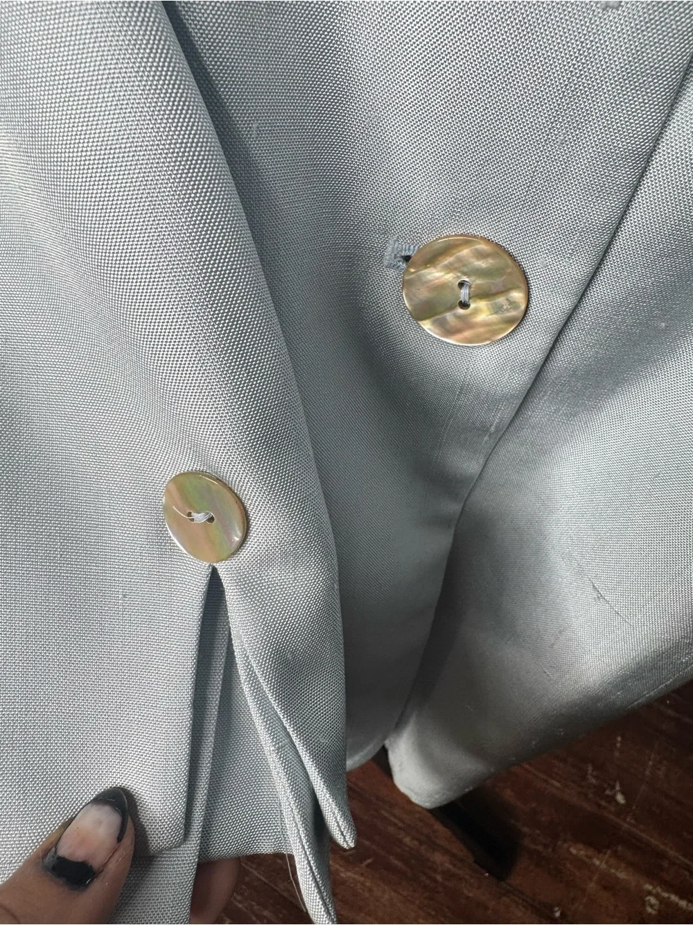 Vintage Christian Dior 100% Silk Blazer Size 16 Light Blue Made Korea